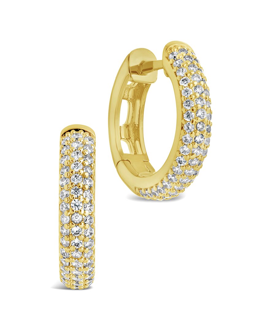 Sterling Forever 14k Plated Cz Micro Hoops