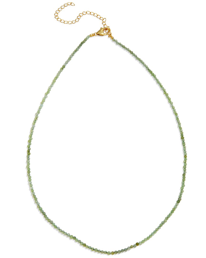 Savvy Cie Silver Jade Necklace In Green