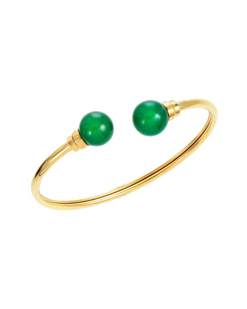 Savvy Cie 18k Plated Agate Cuff Bracelet In Gold