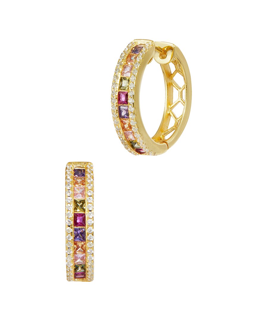 Savvy Cie 18k Over Silver Cz Hoops In Gold