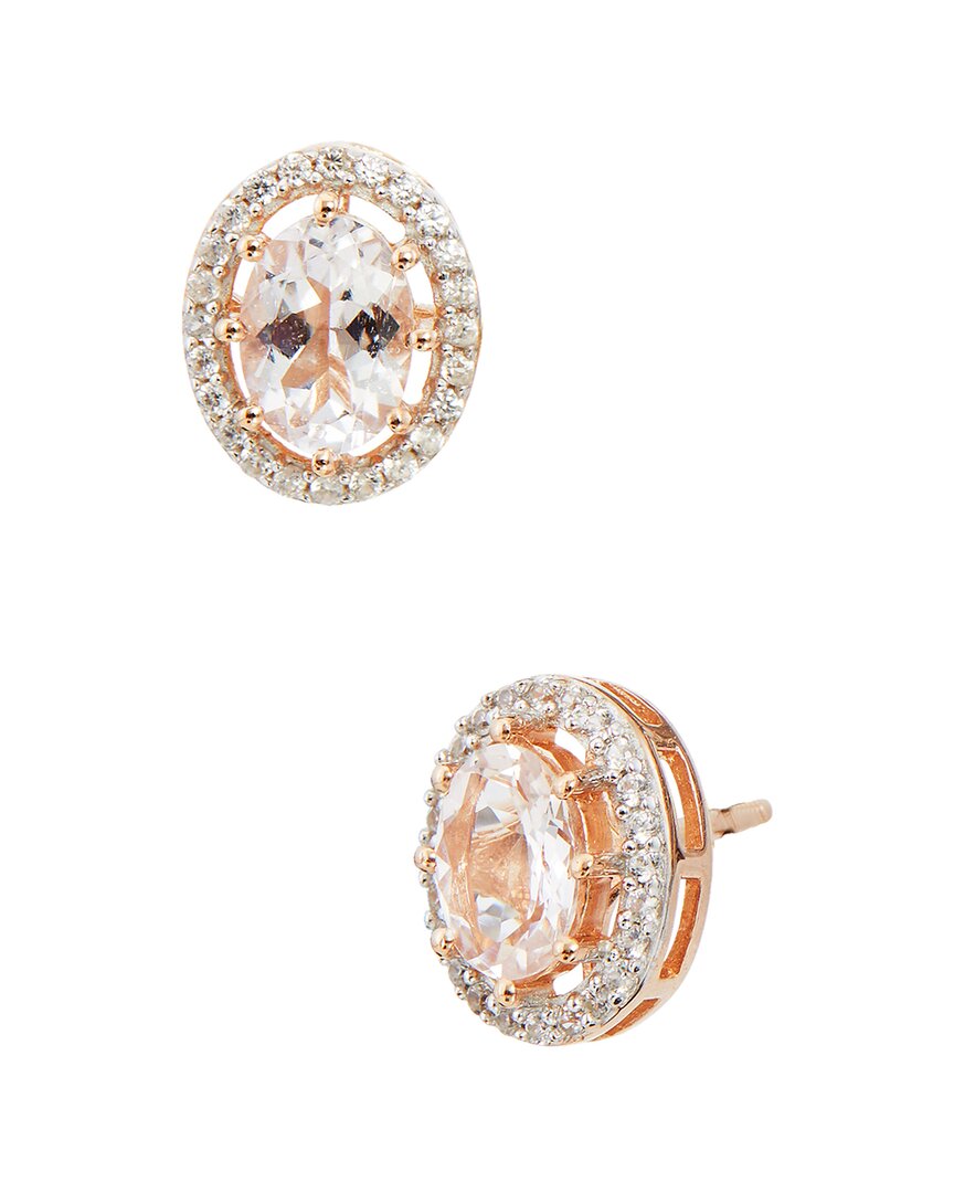 Savvy Cie 18k Rose Gold Over Silver Morganite Cz Earrings