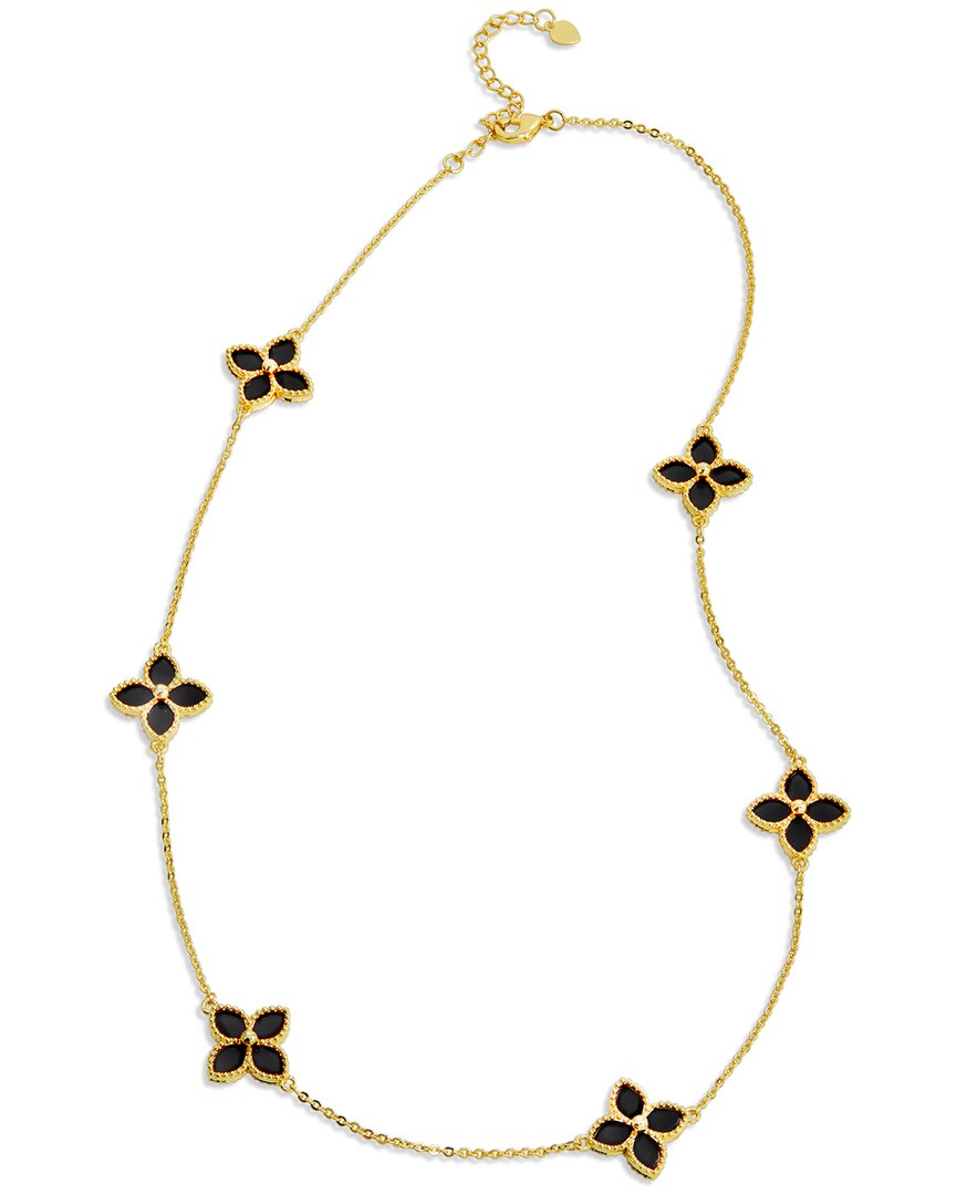 Savvy Cie 18k Over Silver Onyx Collar Necklace