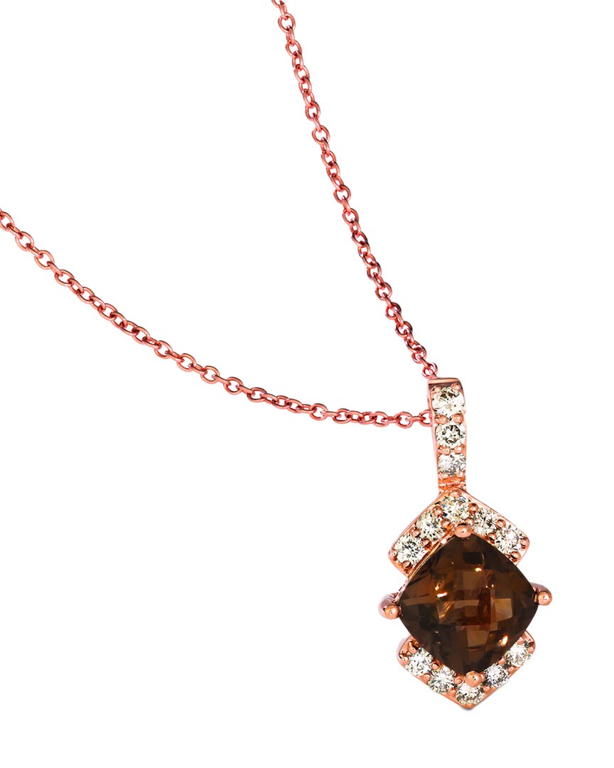 Le Vian ® 14k Rose Gold 1.59 Ct. Tw. Diamond & Smoky Quartz Pendant Necklace