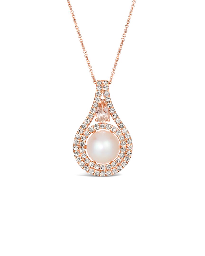 Le Vian ® Strawberry Pearls® 14k Rose Gold 0.84 Ct. Tw. Diamond & 9-10mm Pearl Pendant In Gold