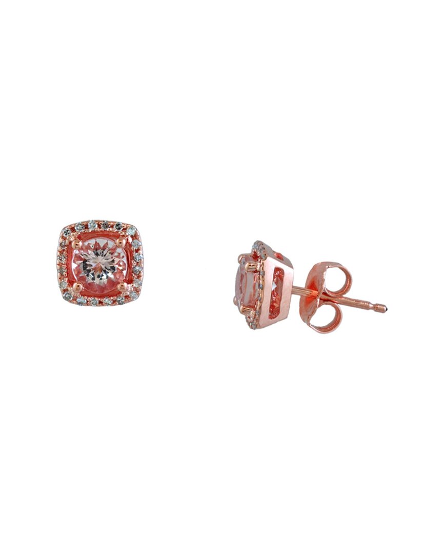 Effy Fine Jewelry 14k Rose Gold 1.12 Ct. Tw. Diamond & Morganite Earrings In Red