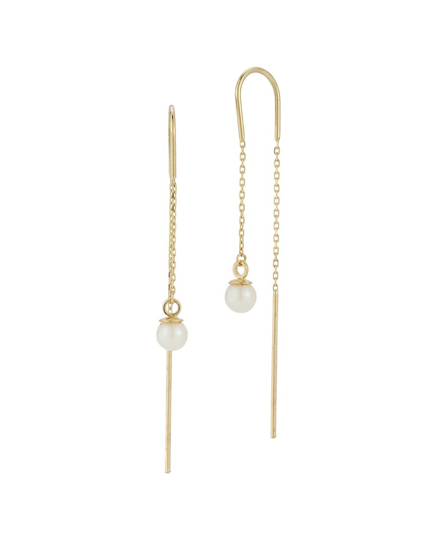 Ember Fine Jewelry 14k 4mm Pearl Threader Earrings In Gold