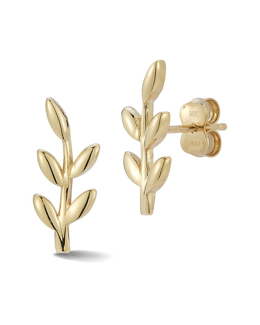 Ember Fine Jewelry 14k Leaf Studs In Gold