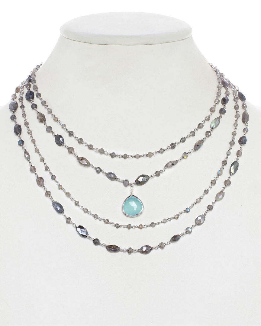 Rachel Reinhardt Silver Gemstone Layered Necklace