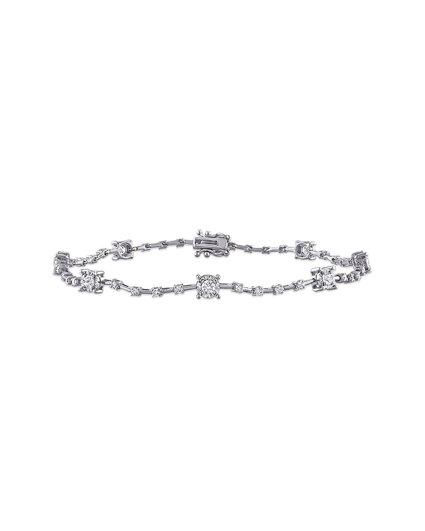Rina Limor 14k White Gold 0.83 Ct. Tw. Diamond Station Bangle Bracelet