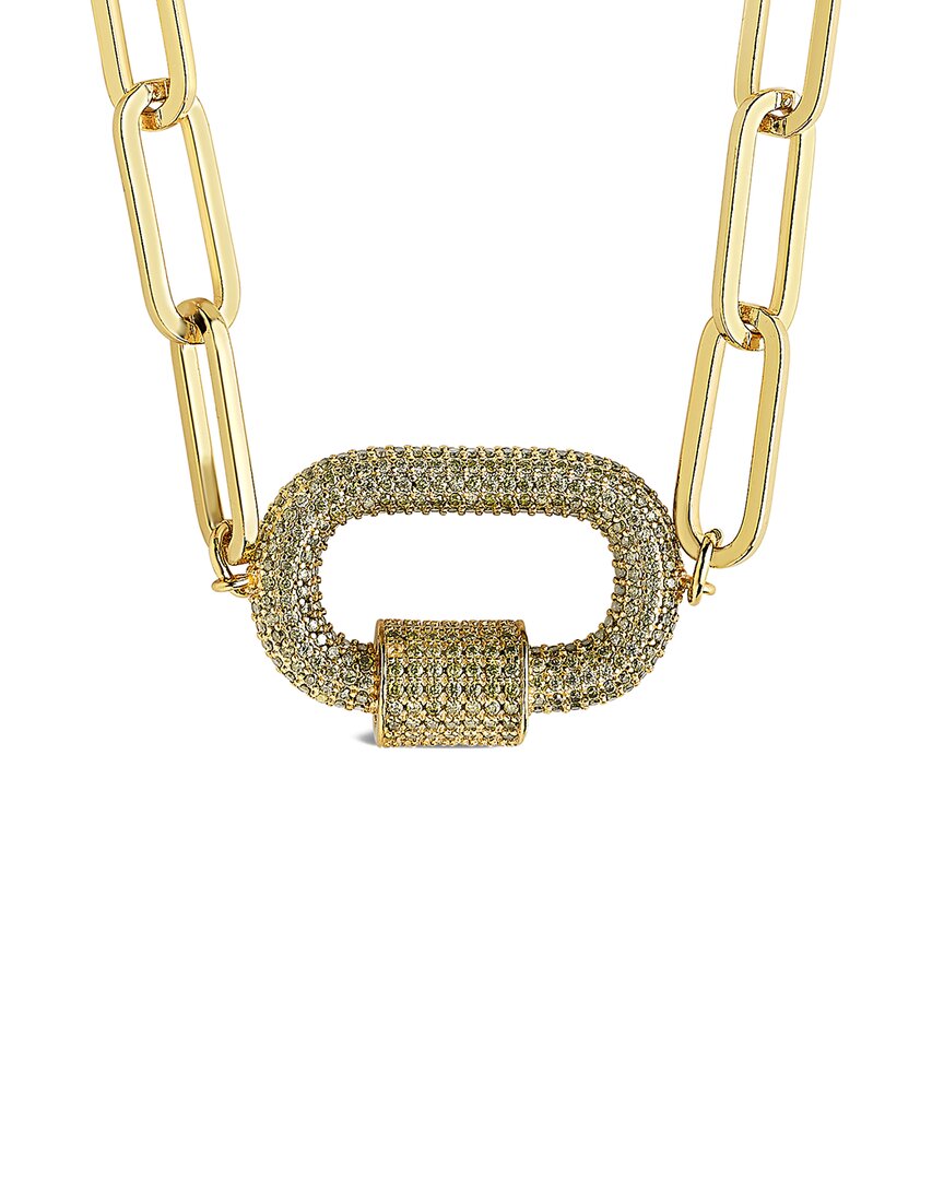 Sterling Forever 14k Plated Cz Carabiner Necklace