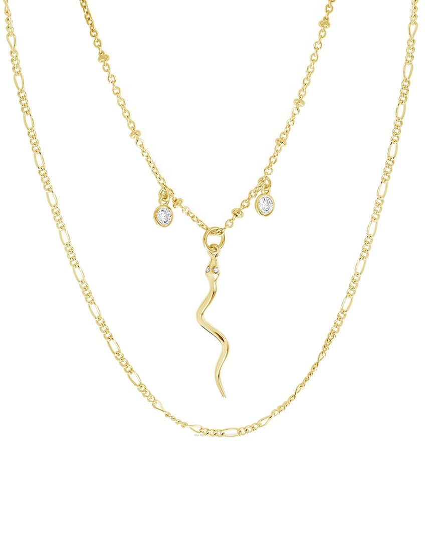 Sterling Forever 14k Plated Cz Layered Necklace In Gold