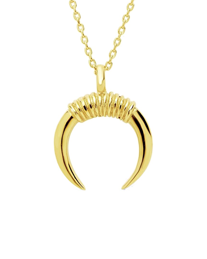 Sterling Forever 14k Over Silver Horn Pendant Necklace In Gold