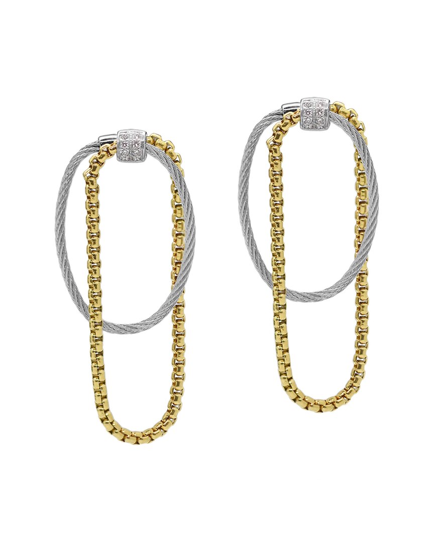 Alor Classique 18k & Stainless Steel 0.13 Ct. Tw. Diamond Cable Earring In Gold