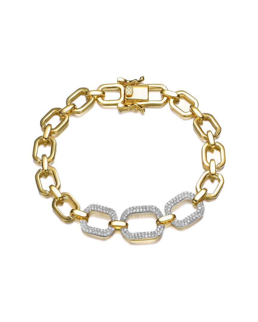 Rachel Glauber 14k Plated Cz Geometric Bracelet