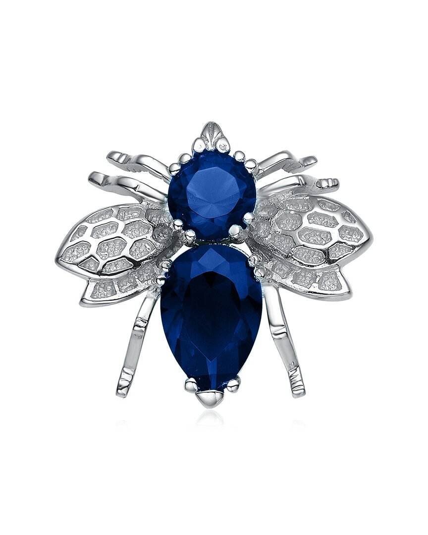 Genevive Gv Cubic Zirconia Sterling Silver White Gold Plated Bee Pin