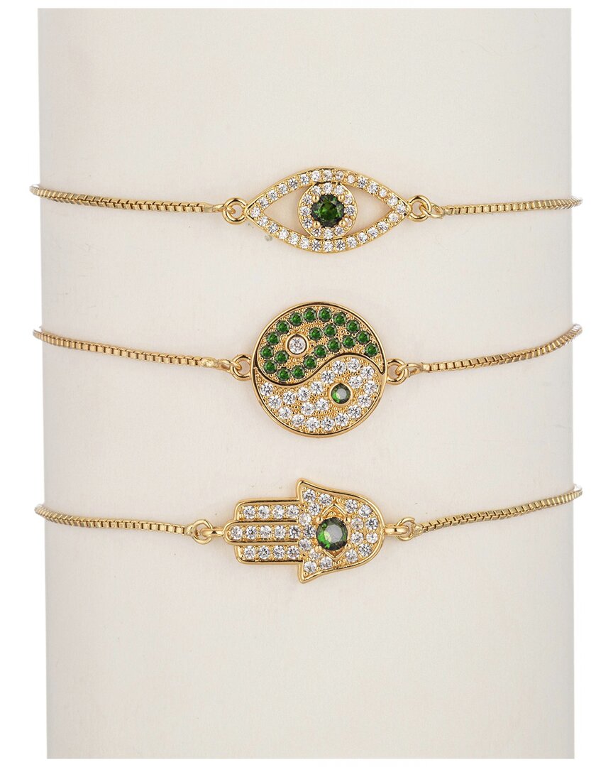 Eye Candy La The Luxe Collection Cz Yin & Yang, Hamsa, Eye Bolo Cuff Bracelet