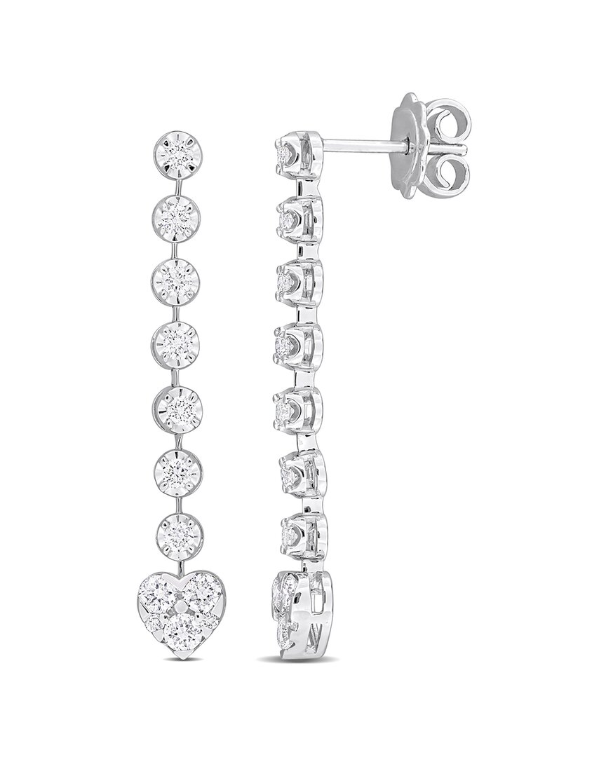 Rina Limor 14k 0.95 Ct. Tw. Diamond Linear Drop Heart Earrings