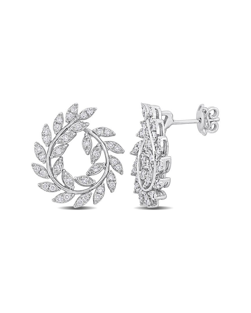Rina Limor 14k 0.89 Ct. Tw. Diamond Leaf Design Earrings