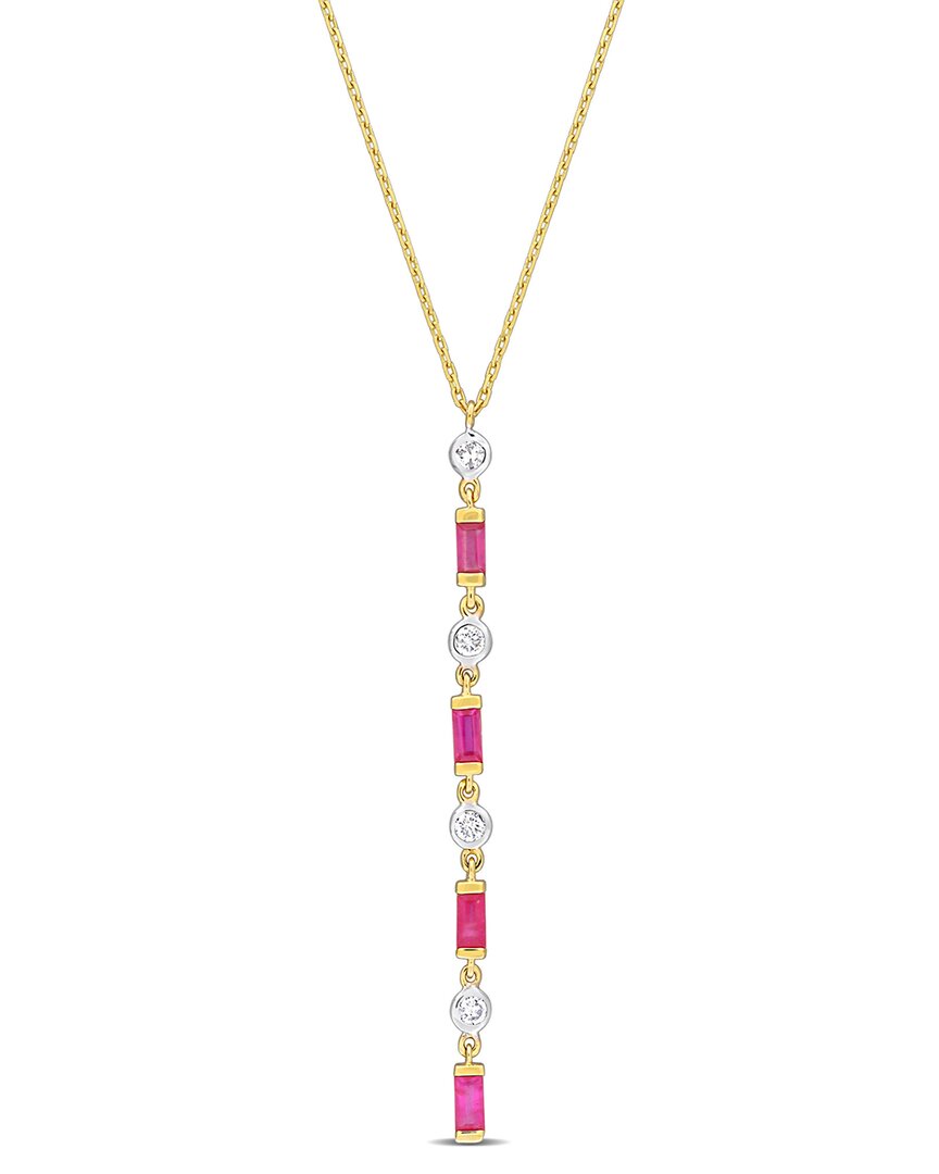 Rina Limor 10k 0.86 Ct. Tw. Diamond & Ruby Lariat Necklace