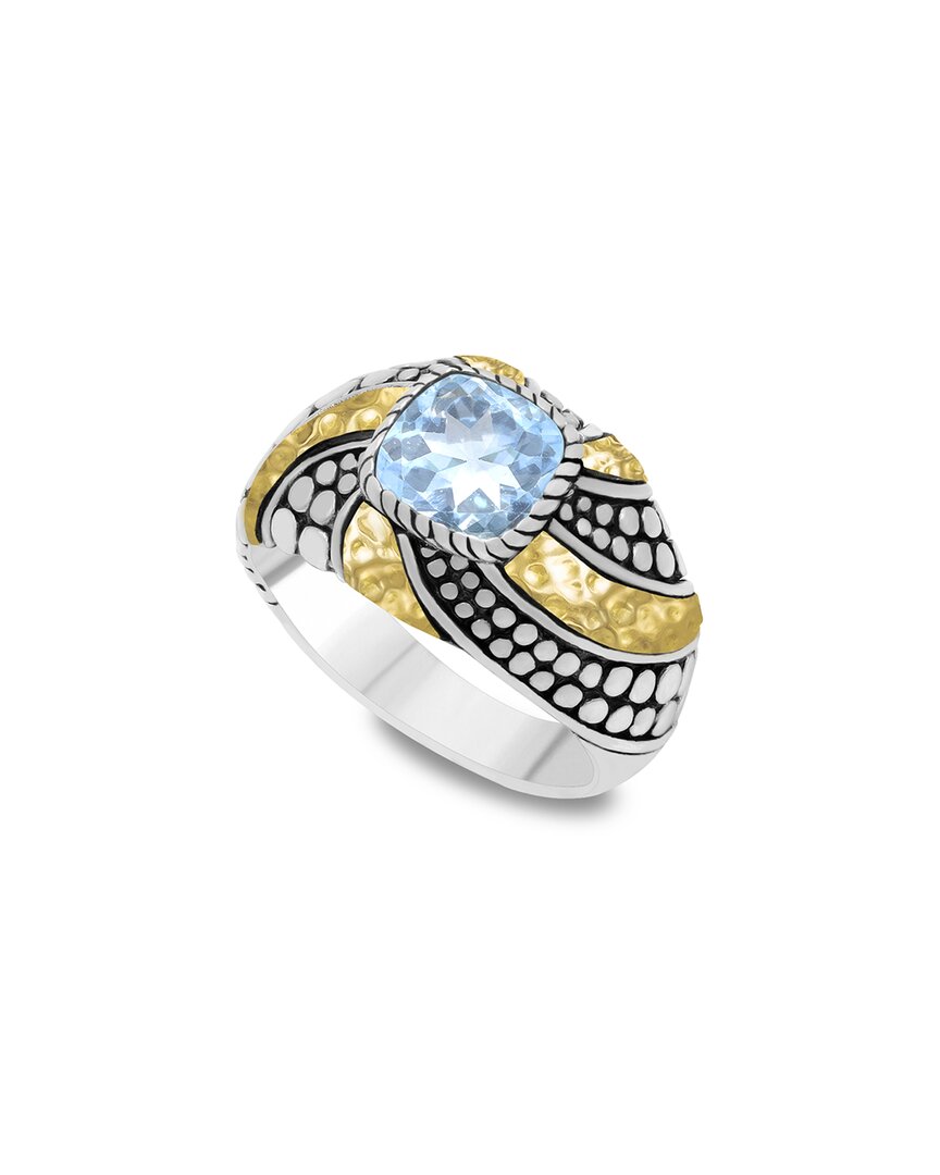 Samuel B. 18k & Silver 1.66 Ct. Tw. Blue Topaz Hammered Ring