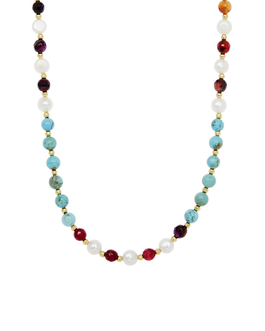 Savvy Cie 18k Plated 4-5mm Pearl Beads Necklace In Multi