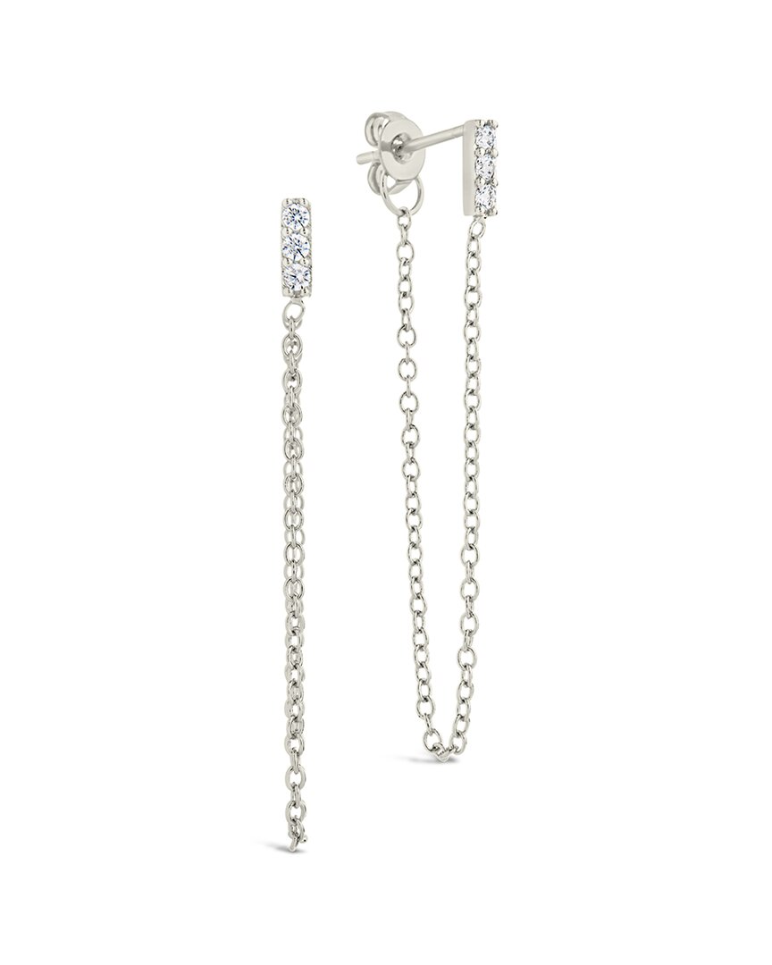 Sterling Forever Cz Chelsea Chain Drop Studs In White