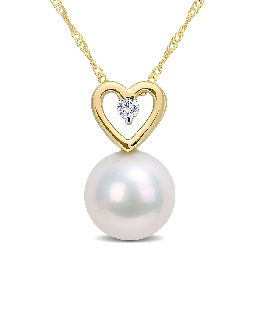 Rina Limor 10k Diamond 9.5-10mm Pearl Necklace