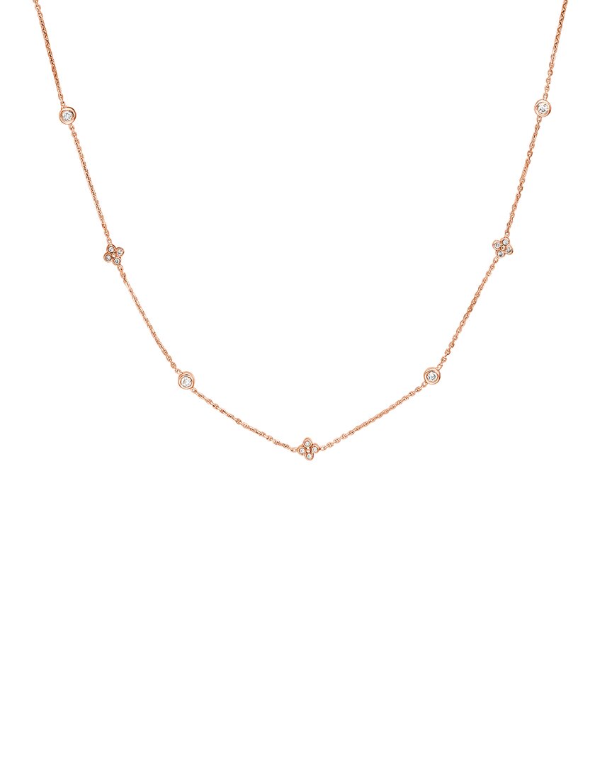Pure Gold 14k Rose Gold 0.16 Ct. Tw. Diamond Necklace