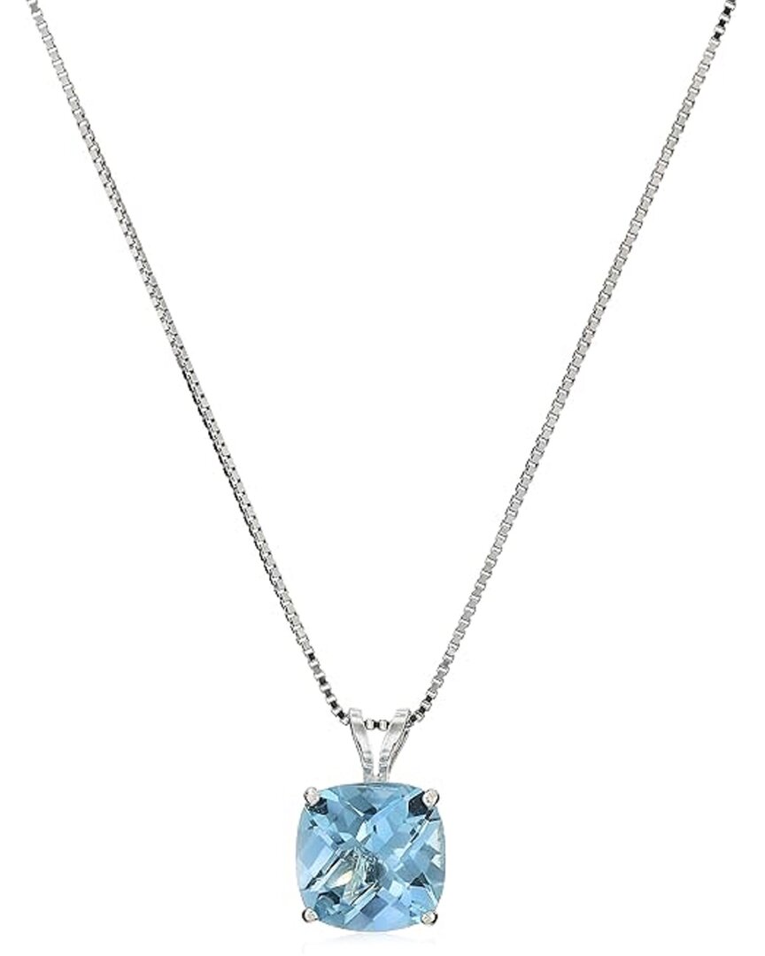 Maxcolor Silver 0.90 Ct. Tw. Swiss Blue Topaz Pendant Necklace