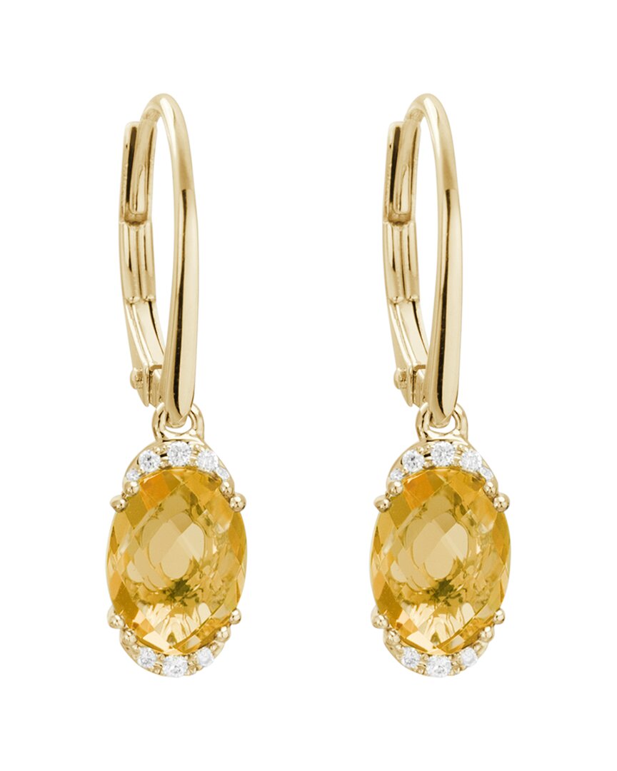 Diamond Select Cuts 14k 2.07 Ct. Tw. Diamond & Citrine Earrings