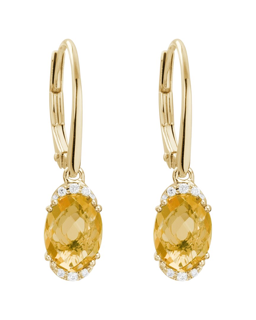 Diamond Select Cuts 14k Diamond .05 Ct. & 2.02 Ct. Citrine Earrings
