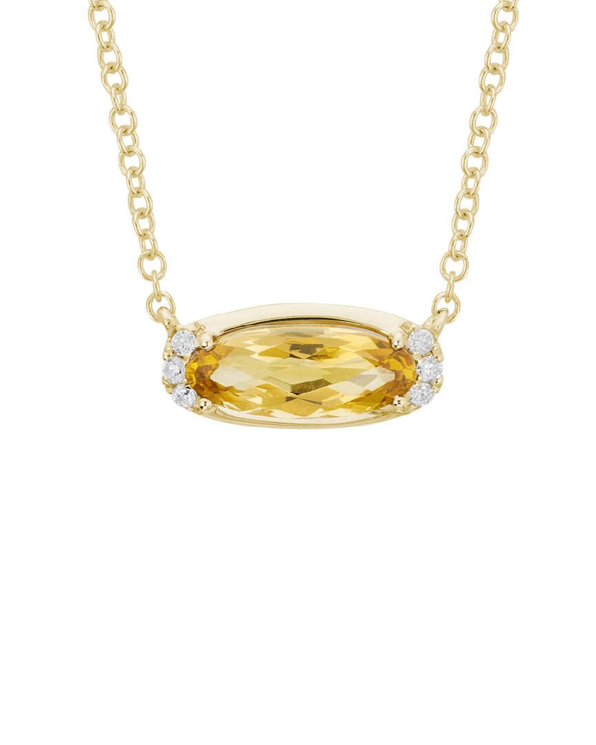 Diamond Select Cuts 14k 0.95 Ct. Tw. Diamond & Citrine Necklace In Gold