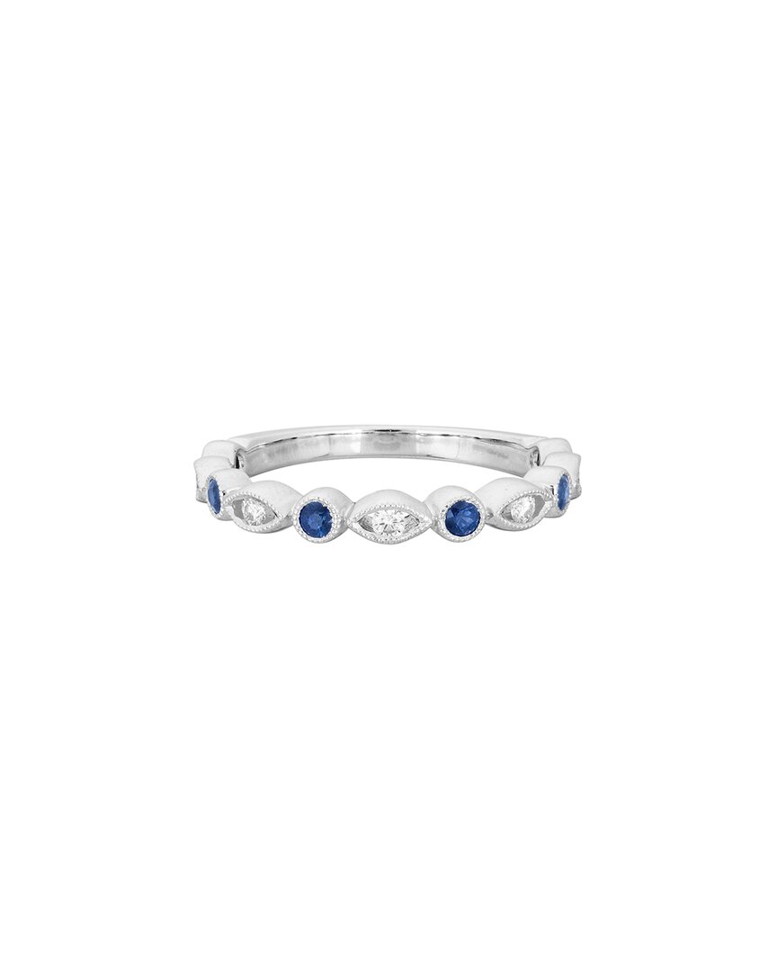 Diamond Select Cuts 14k Diamond .11 Ct. & .25 Ct. Blue Sapphire Ring