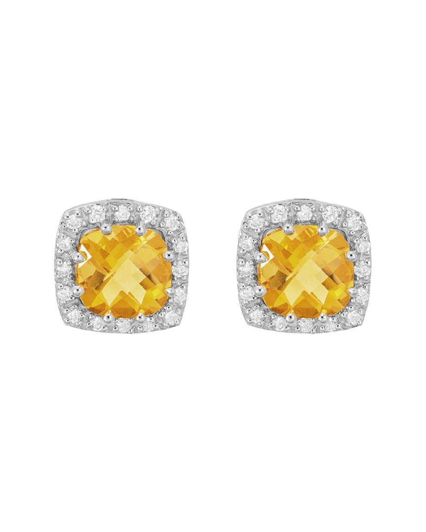 Diamond Select Cuts 14k Two-tone 1.83 Ct. Tw. Diamond & Citrine Earrings