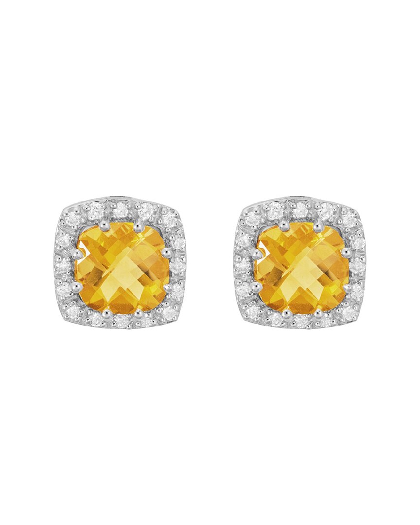 Diamond Select Cuts 14k Two-tone Diamond .16 Ct. & Citrine Earrings