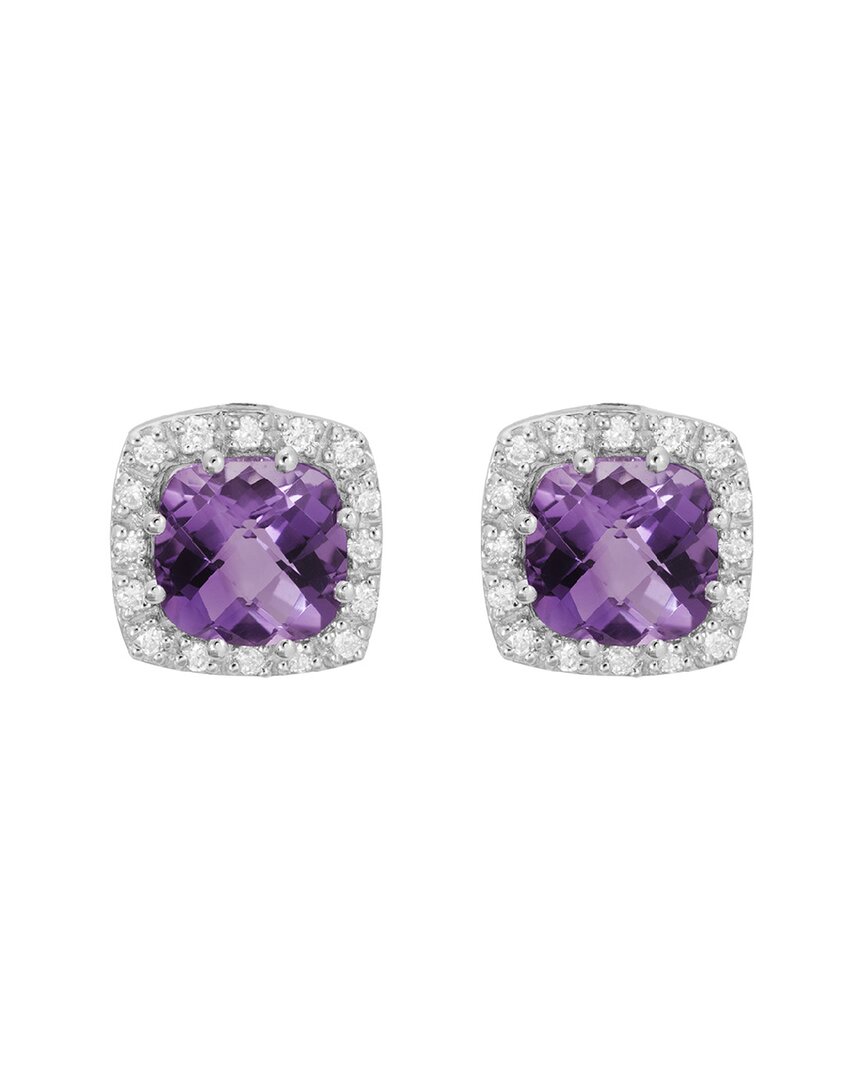 Diamond Select Cuts 14k Diamond .16 Ct. & 2.2 Ct. Amethyst Earrings
