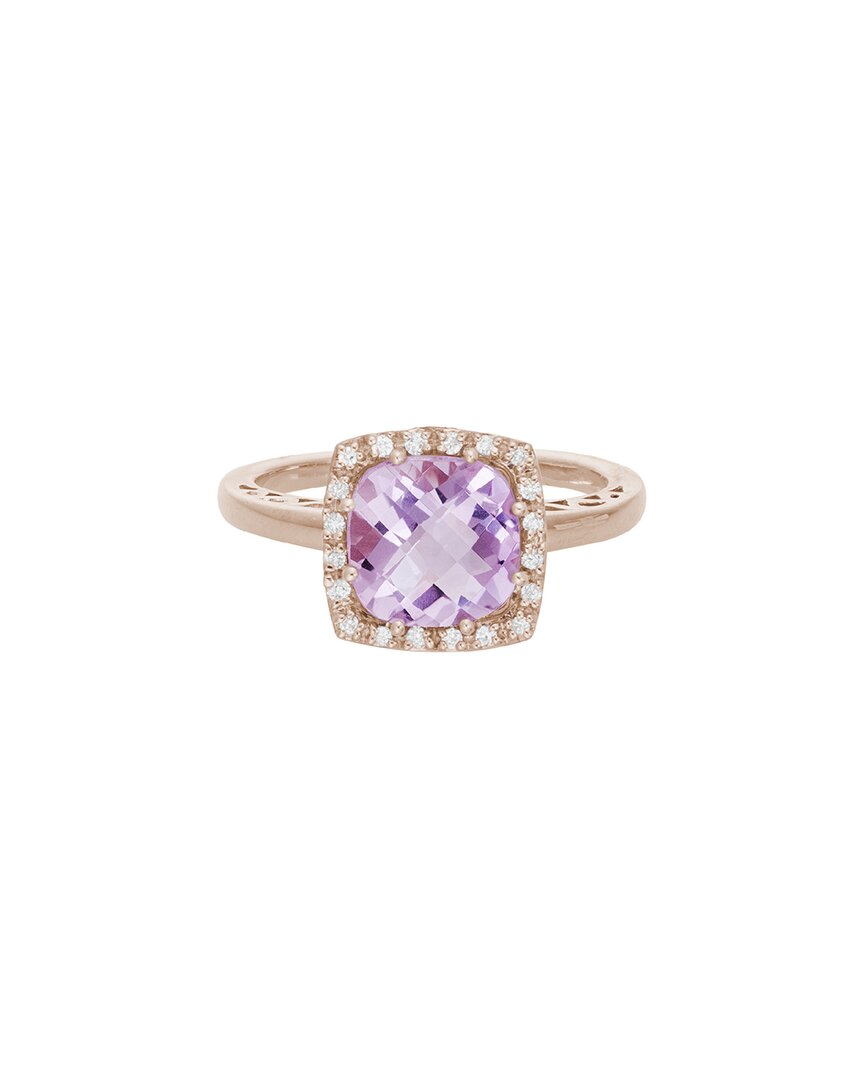 Diamond Select Cuts 14k Rose Gold 2.20 Ct. Tw. Diamond & Lavender Quartz Ring