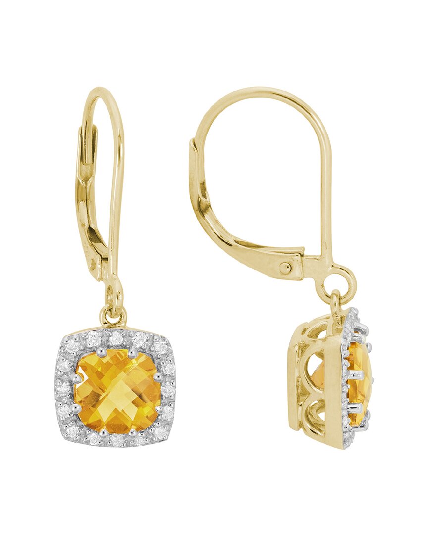 Diamond Select Cuts 14k 1.93 Ct. Tw. Diamond & Citrine Earrings