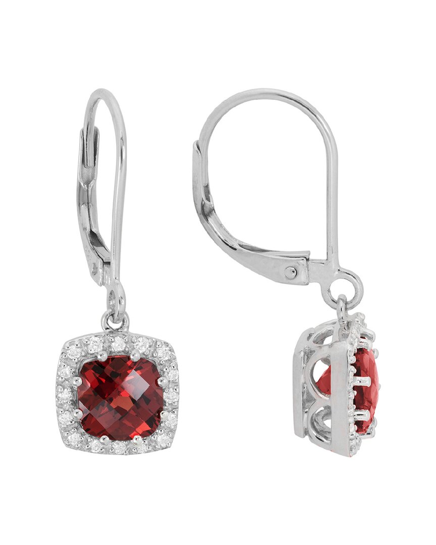 Diamond Select Cuts 14k Diamond .16 Ct. & 2.6 Ct. Garnet Earrings