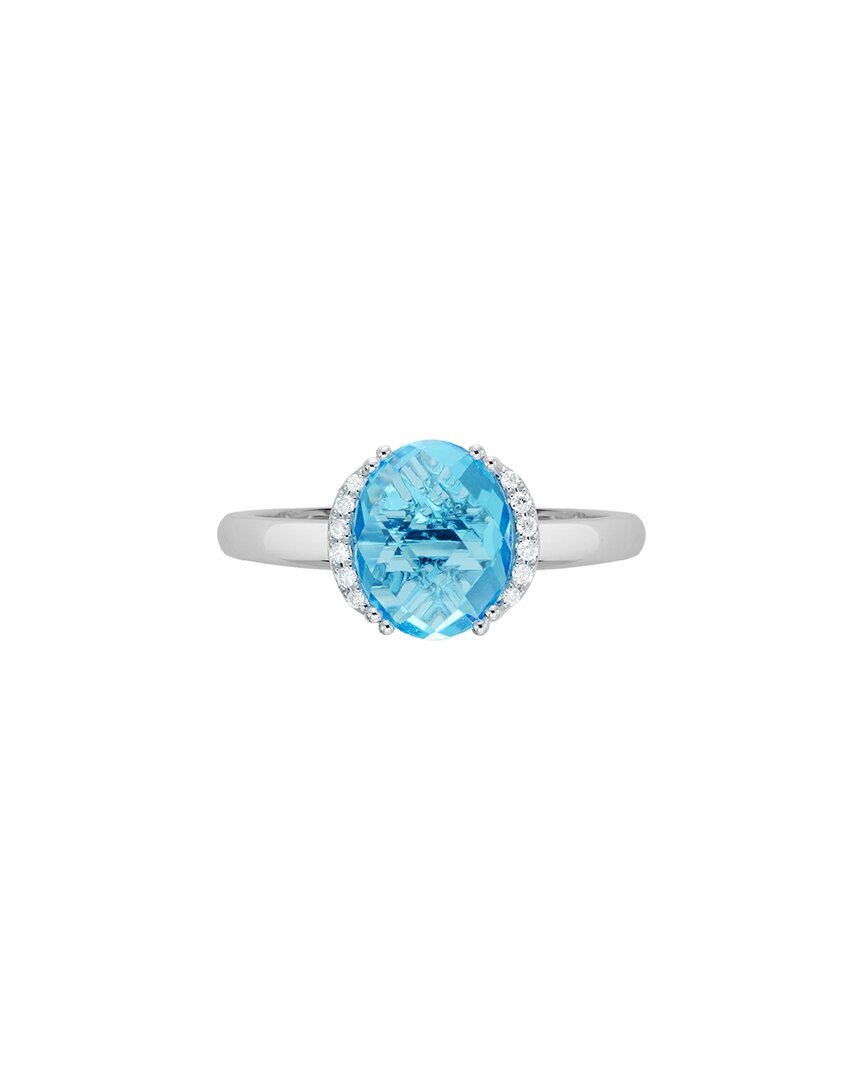 Diamond Select Cuts 14k Diamond .06 Ct. & 3.38 Ct. Blue Topaz Ring