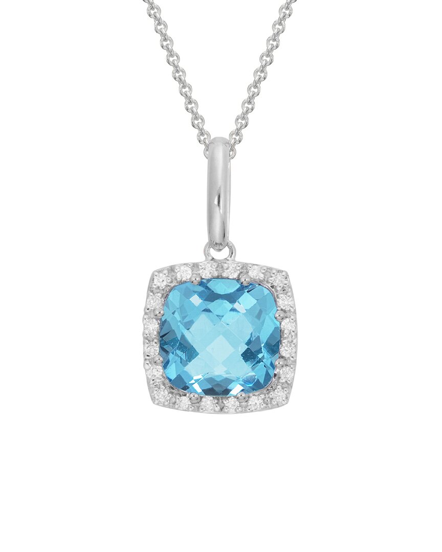 Diamond Select Cuts 14k Diamond .10 Ct.& 2.60 Ct. Blue Topaz Necklace