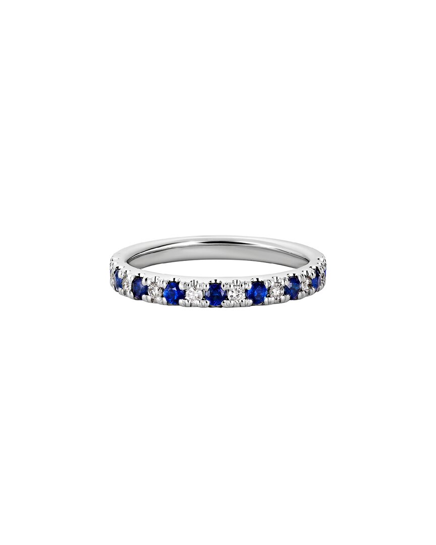 Diamond Select Cuts 14k Diamond .32 Ct. & .45 Ct. Blue Sapphire Ring