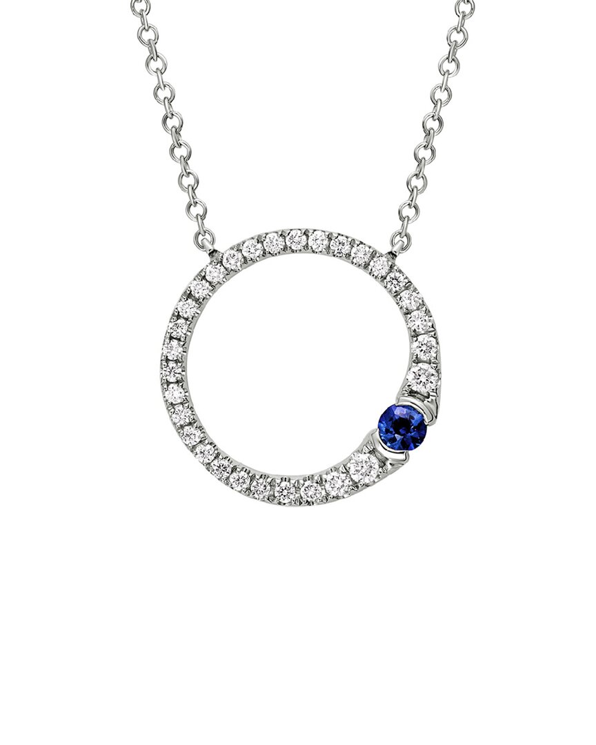 Diamond Select Cuts 14k Diamond .20 Ct. & .10 Ct. Blue Sapphire Necklace
