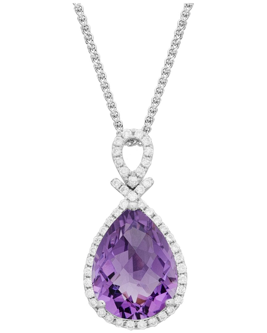 Diamond Select Cuts 14k Diamond .26 Ct & 3.7 Ct. Amethyst Necklace