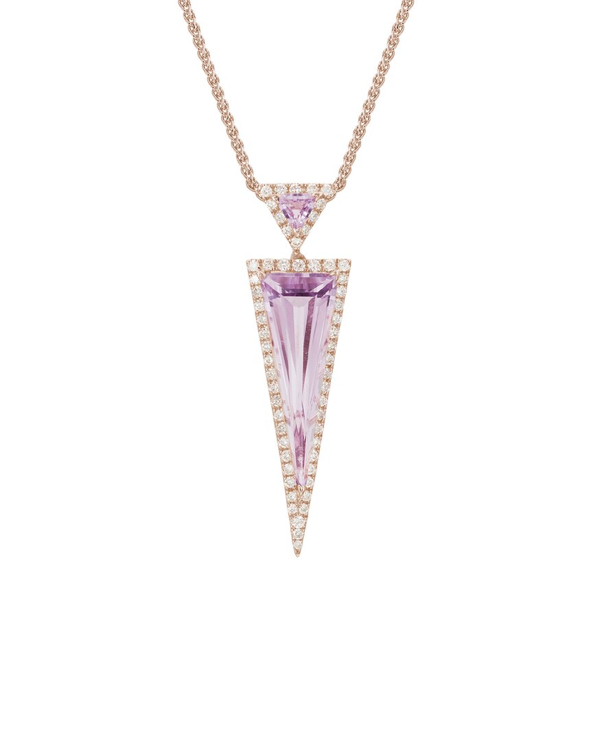 Diamond Select Cuts 14k Rose Gold 2.72 Ct. Tw. Diamond & Lavender Quartz Necklace