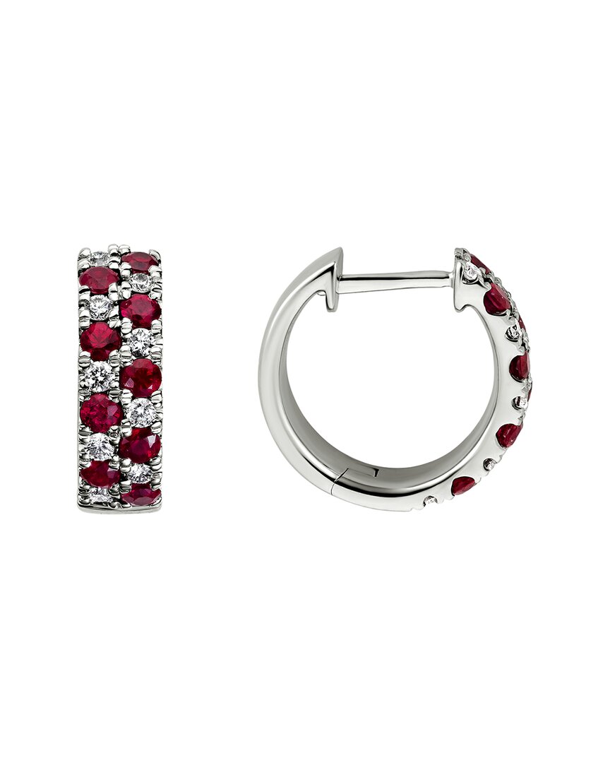 Diamond Select Cuts 14k Diamond .26 Ct. & .96 Ct. Ruby Earrings