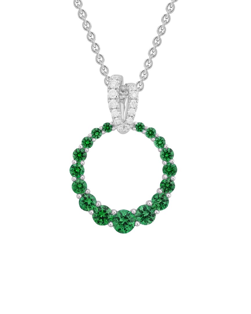 Diamond Select Cuts 14k 0.63 Ct. Tw. Diamond & Emerald Necklace In Green