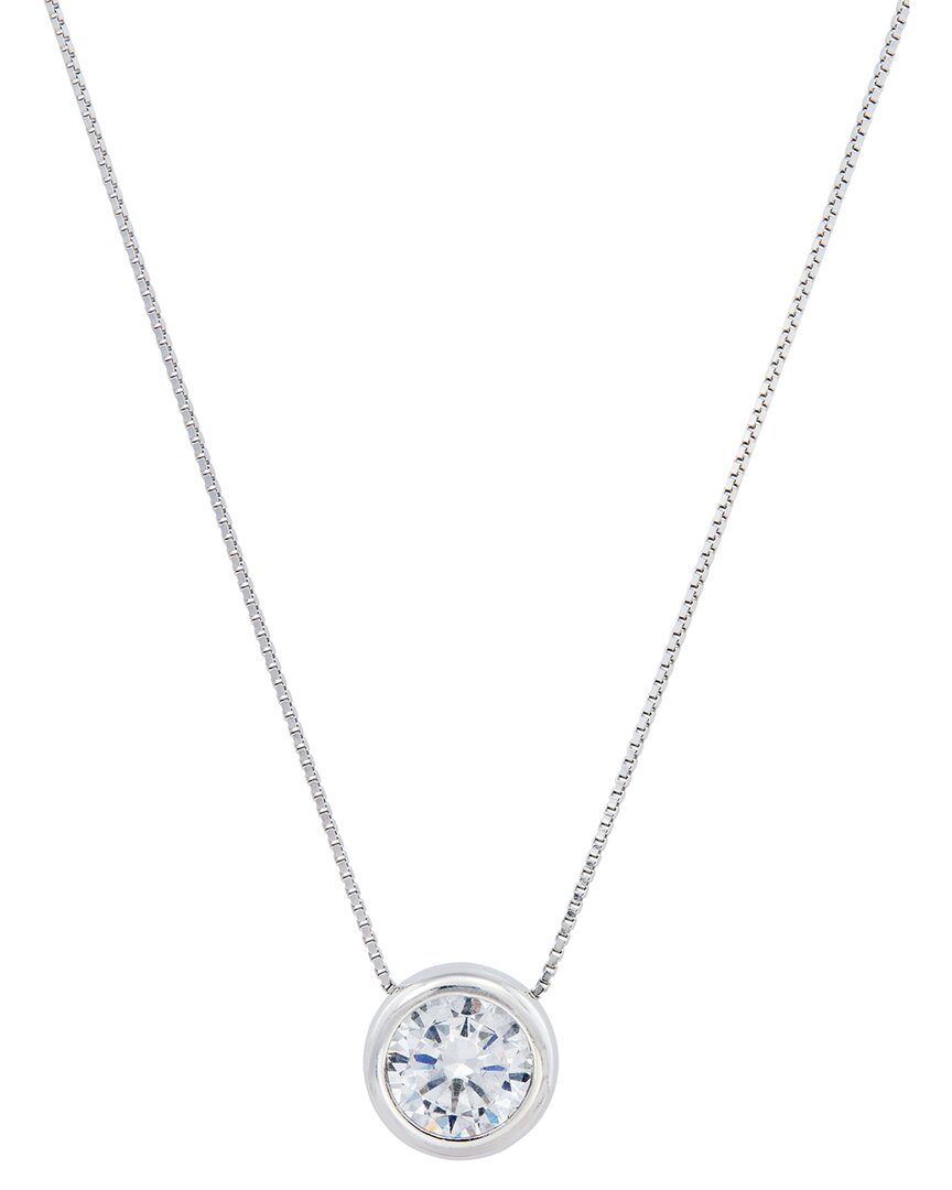 Savvy Cie 18k Over Silver Cz Solitaire Necklace