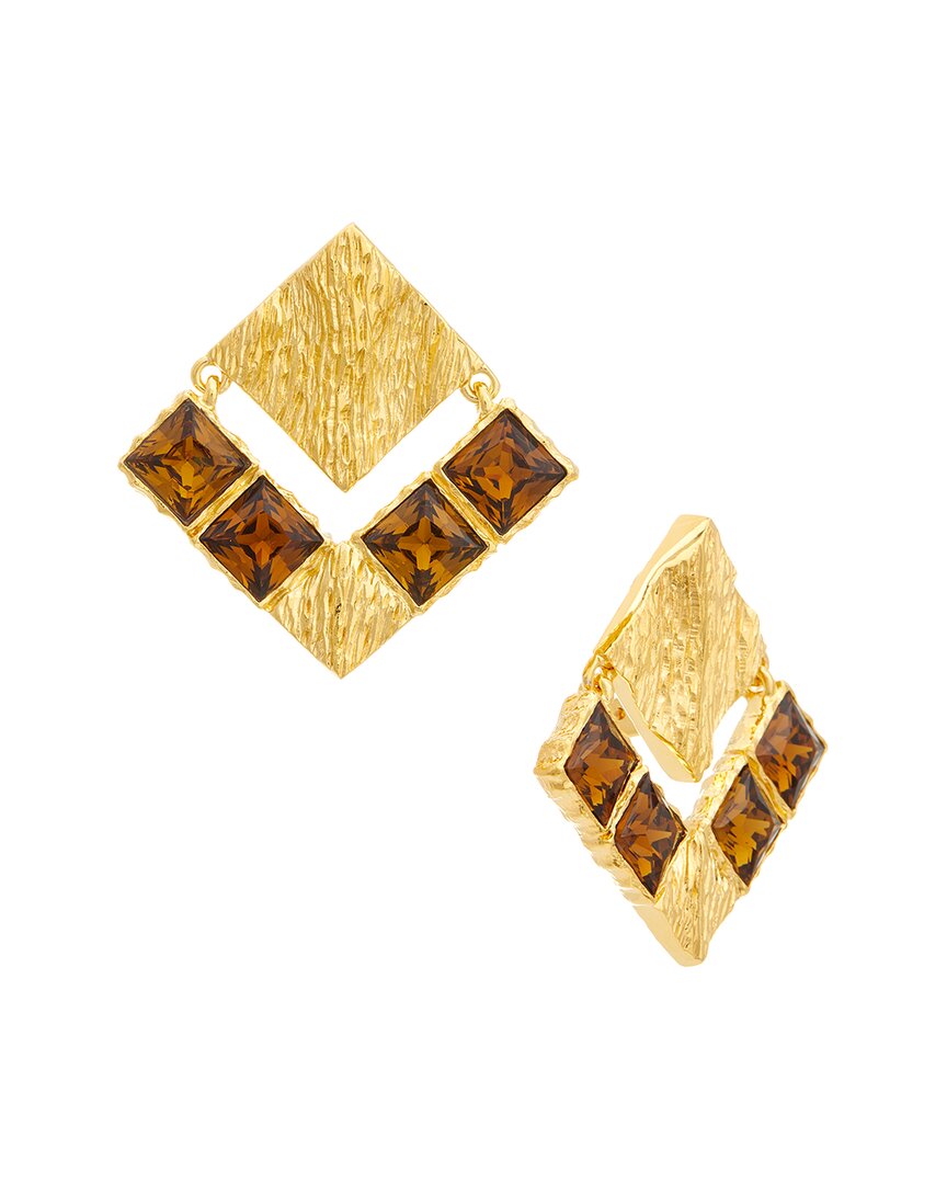 Oscar De La Renta Tartan Scramble Earrings In Gold