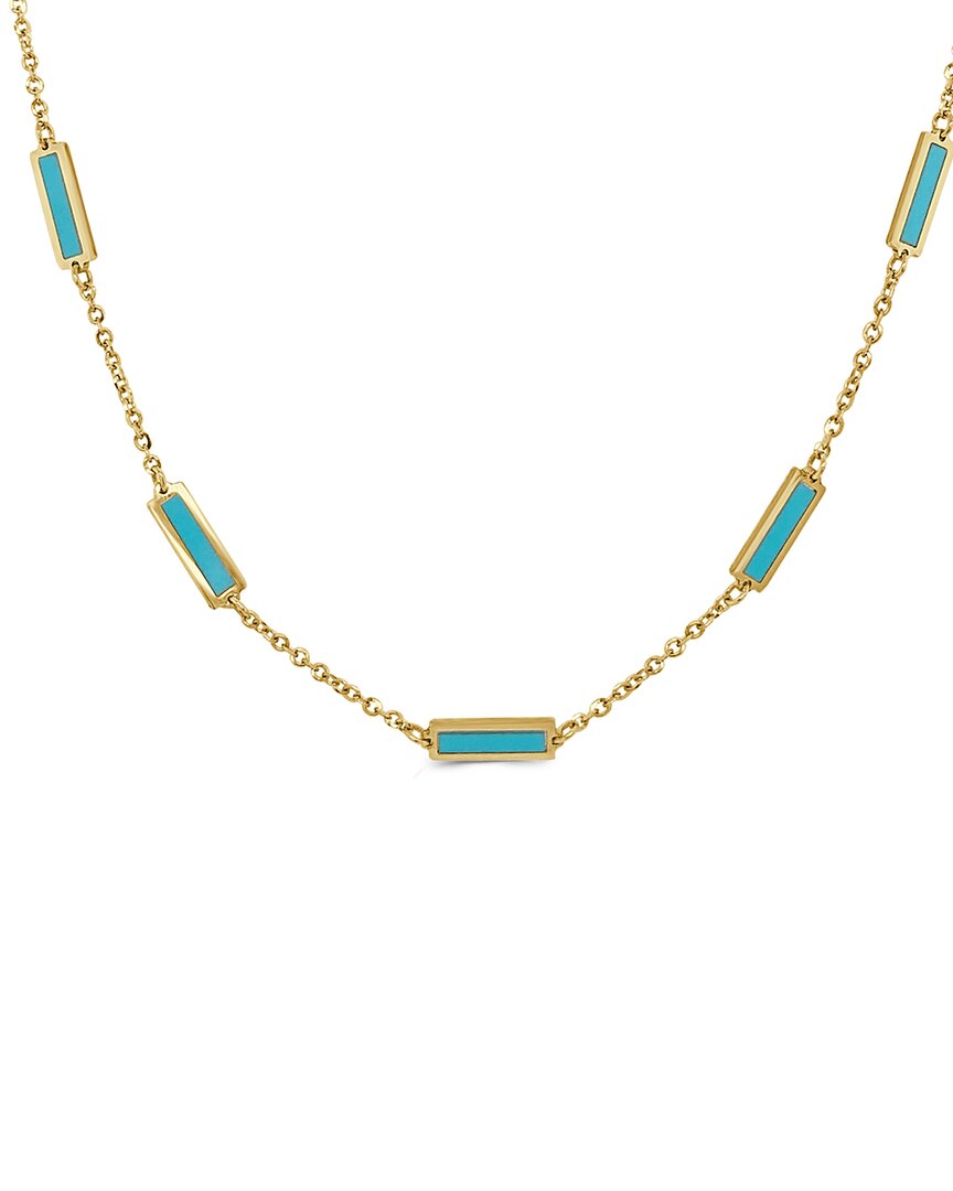 Sabrina Designs 14k Turquoise Mother-of-pearl Bar Station Necklace